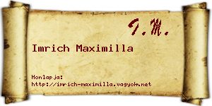Imrich Maximilla névjegykártya